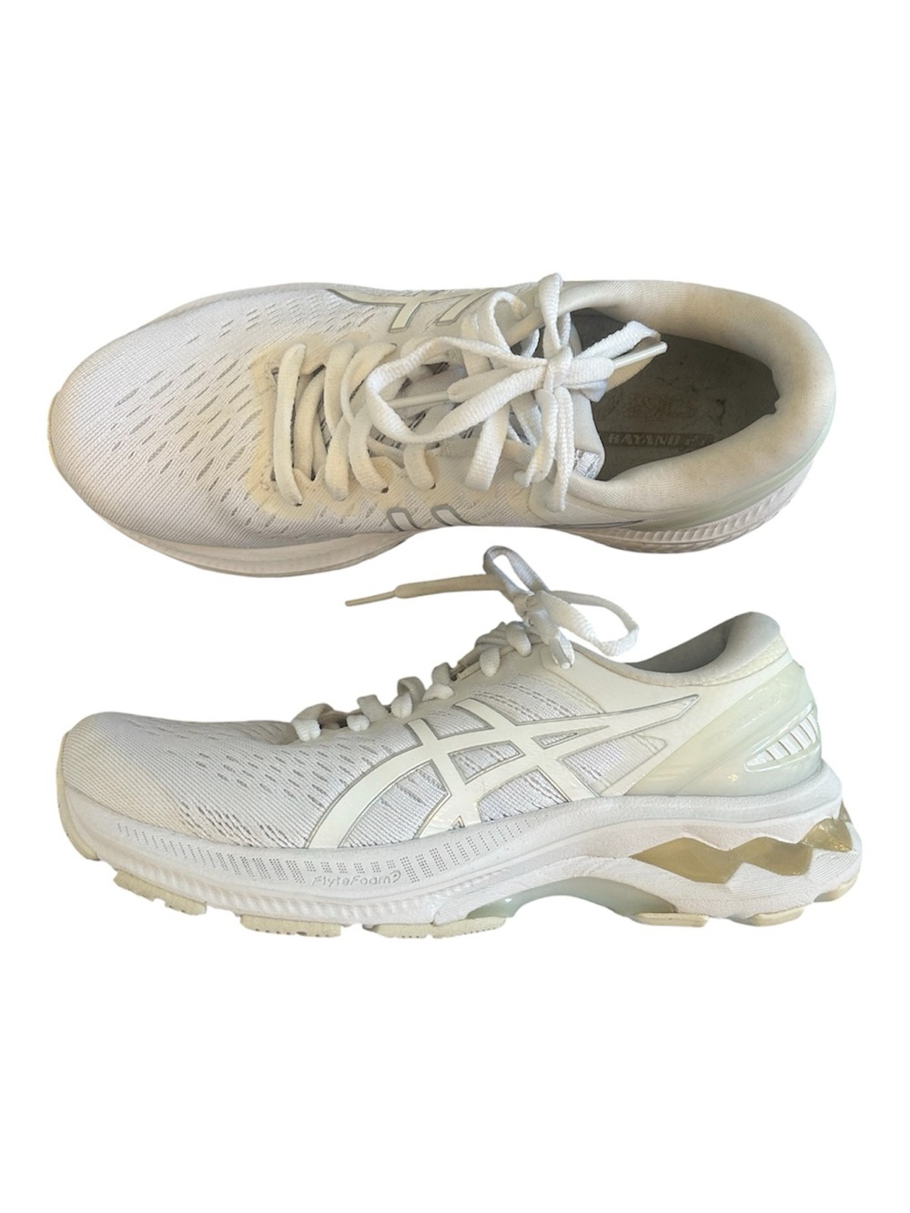ASICS Women's White Gel-Kayano 27 Cushioned Running Shoes 6 Sneakers Blokecore